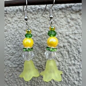 Charming Yellow and Green Floral Earrings
